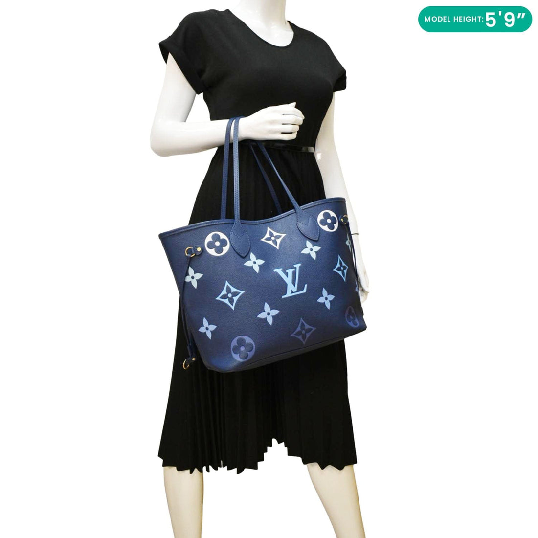 LOUIS VUITTON Neverfull MM Monogram Empreinte Tote Bag Gradient Blue