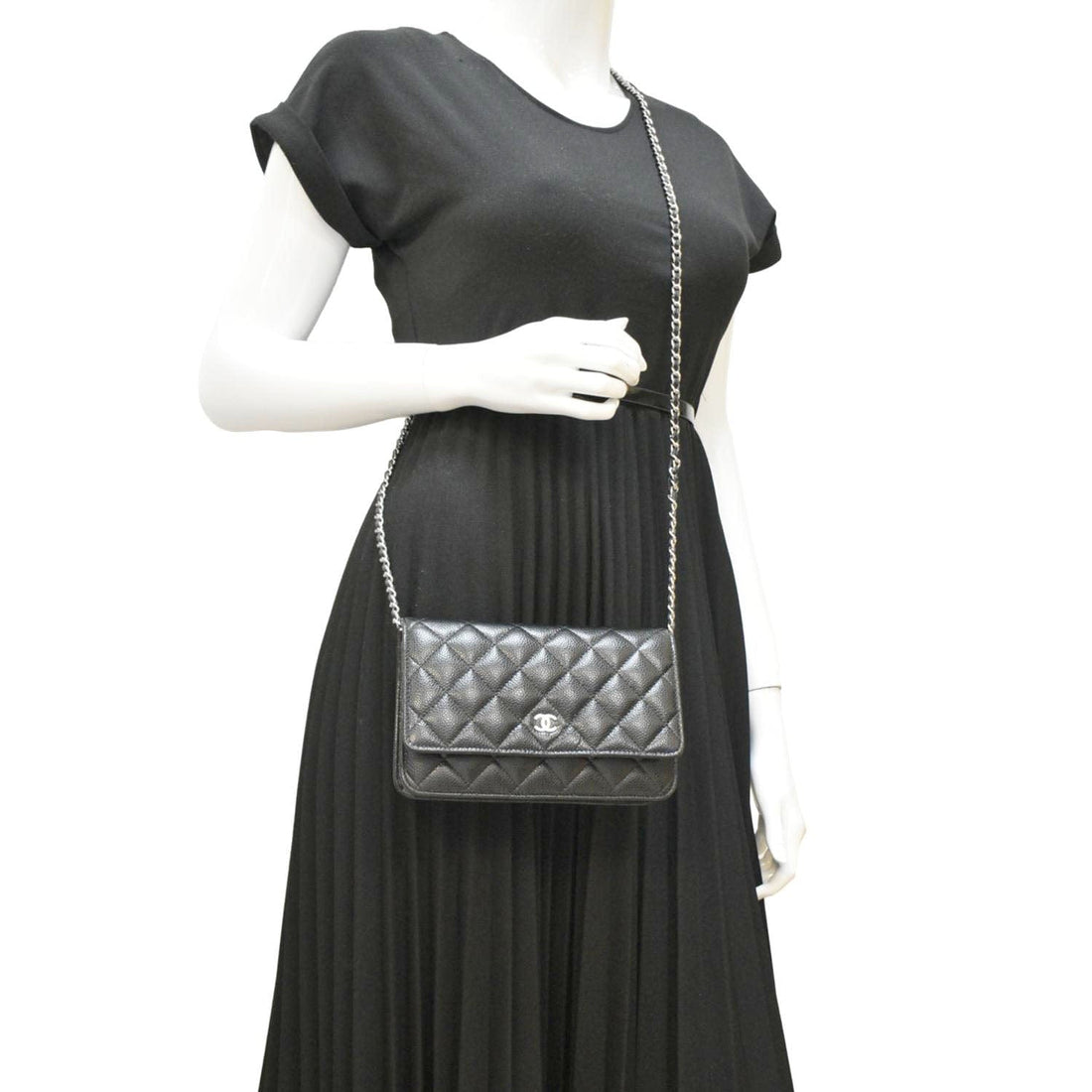 CHANEL WOC Quilted Leather Caviar Crossbody Bag Black