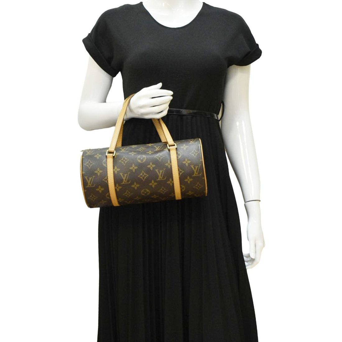 LOUIS VUITTON Papillon 26 Monogram Canvas Satchel Bag Brown