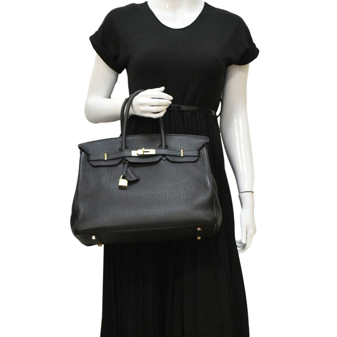 HERMES Birkin 35 Togo Leather Tote Bag Black