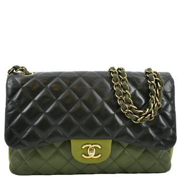 CHANEL Classic Jumbo Double Flap Quilted Leather Shoulder Bag Black