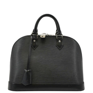 LOUIS VUITTON Alma PM Epi Leather Satchel Bag Black