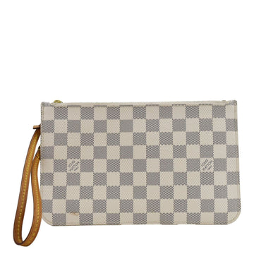 LOUIS VUITTON Wristlet Pochette Damier Azur Pouch White
