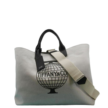 TIFFANY & CO Tiffany Travel Weekend Canvas Tote Bag Light Grey