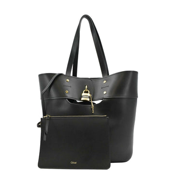 CHLOE Aby Medium Leather Tote Shoulder Bag Black