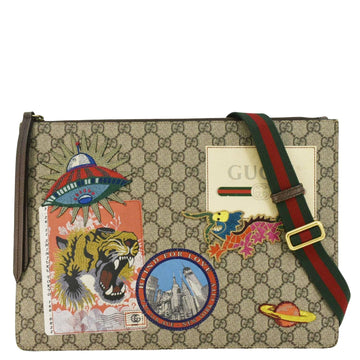 GUCCI  Courrier Web GG Canvas Messenger Bag Beige 474083