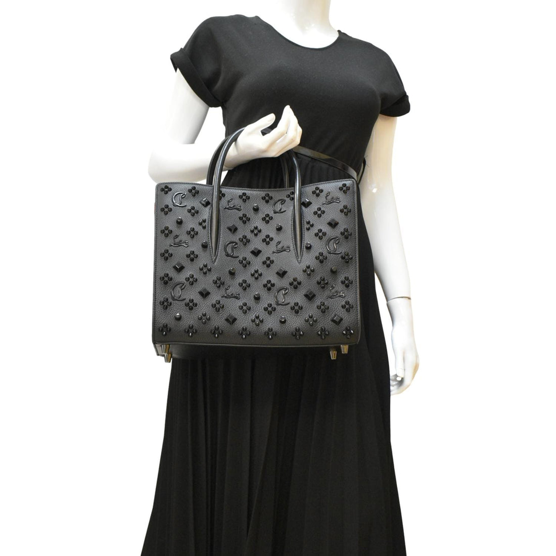 CHRISTIAN LOUBOUTIN Paloma Medium Leather Tote Bag Black