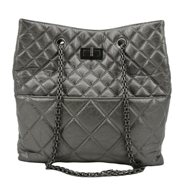 CHANEL Reissue Tall Quilted Aged  Leather Shoulder Bag Grey
