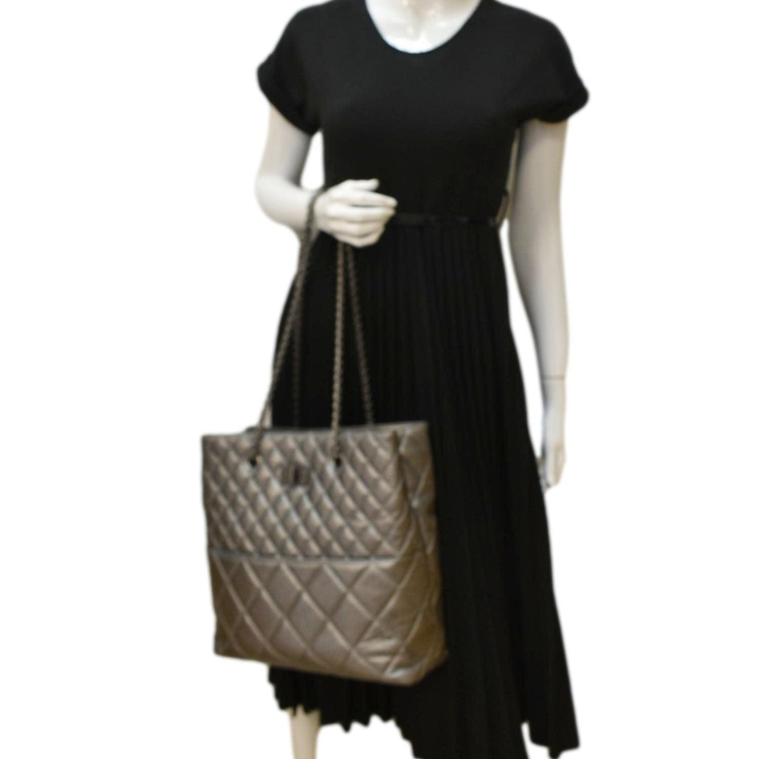 CHANEL Reissue Tall Quilted Aged  Leather Shoulder Bag Grey