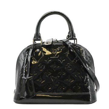 LOUIS VUITTON Alma BB Monogram Vernis Satchel Bag Black