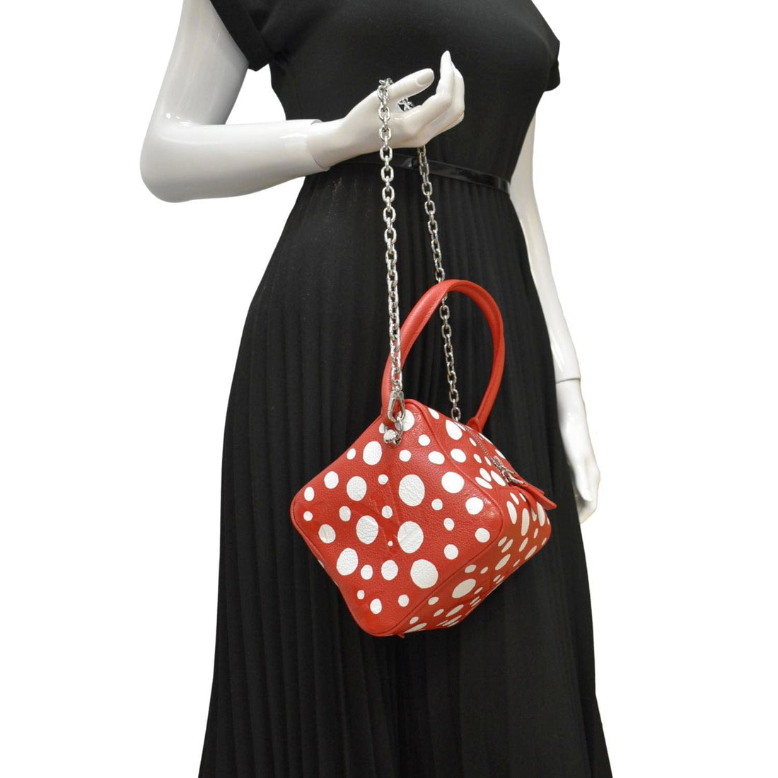 LOUIS VUITTON x YAYOI Kusama Square Overseas Monogram Leather Shoulder Bag Red