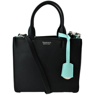 TIFFANY & CO Micro Grain  Leather Tote Bag Black