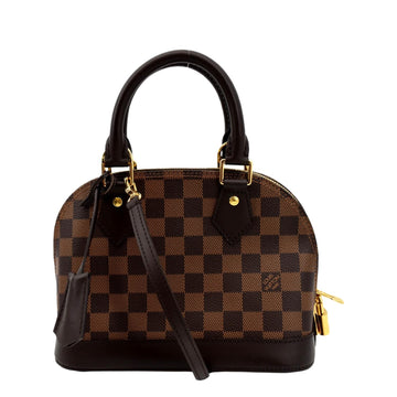 LOUIS VUITTON Alma BB Damier Ebene Satchel Crossbody Bag Brown