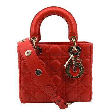 CHRISTIAN DIOR MY ABCDior Small Cannage  Leather Shoulder Bag Red