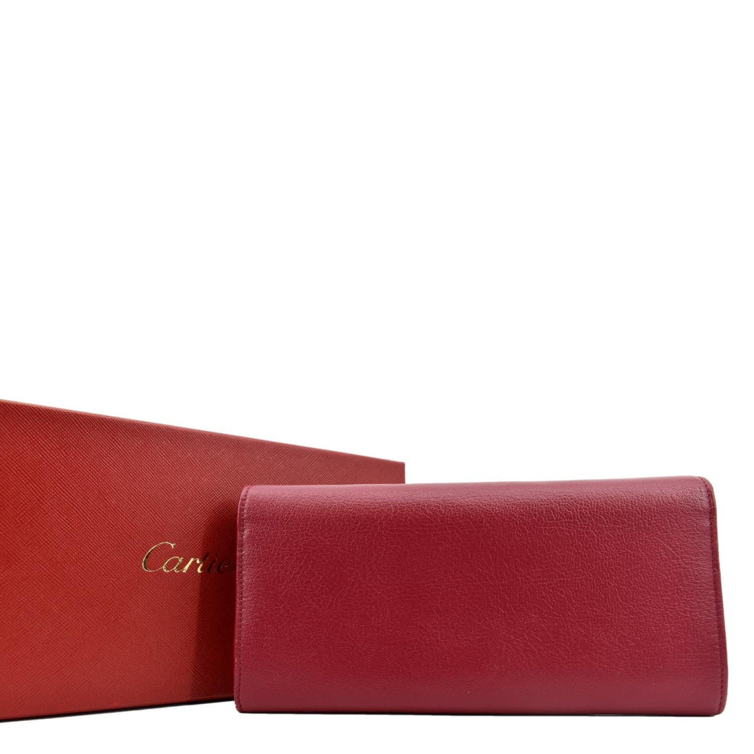 CARTIER Folded  Leather Wallet Burgundy