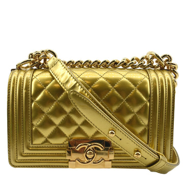CHANEL Boy Flap Quilted New 1:1 Rep Leather Crossbody Bag Metallic Gold