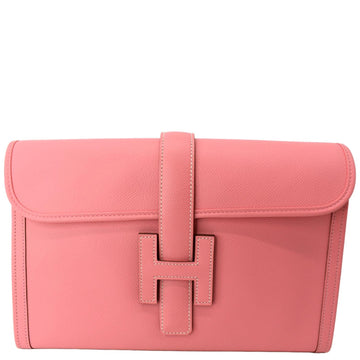 HERMES Jige Elan  Leather Clutch Wallet Pink