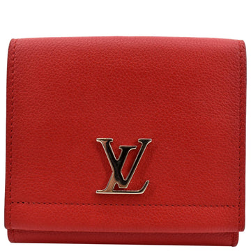 LOUIS VUITTON Lockme II Small Compact  Leather Wallet Red