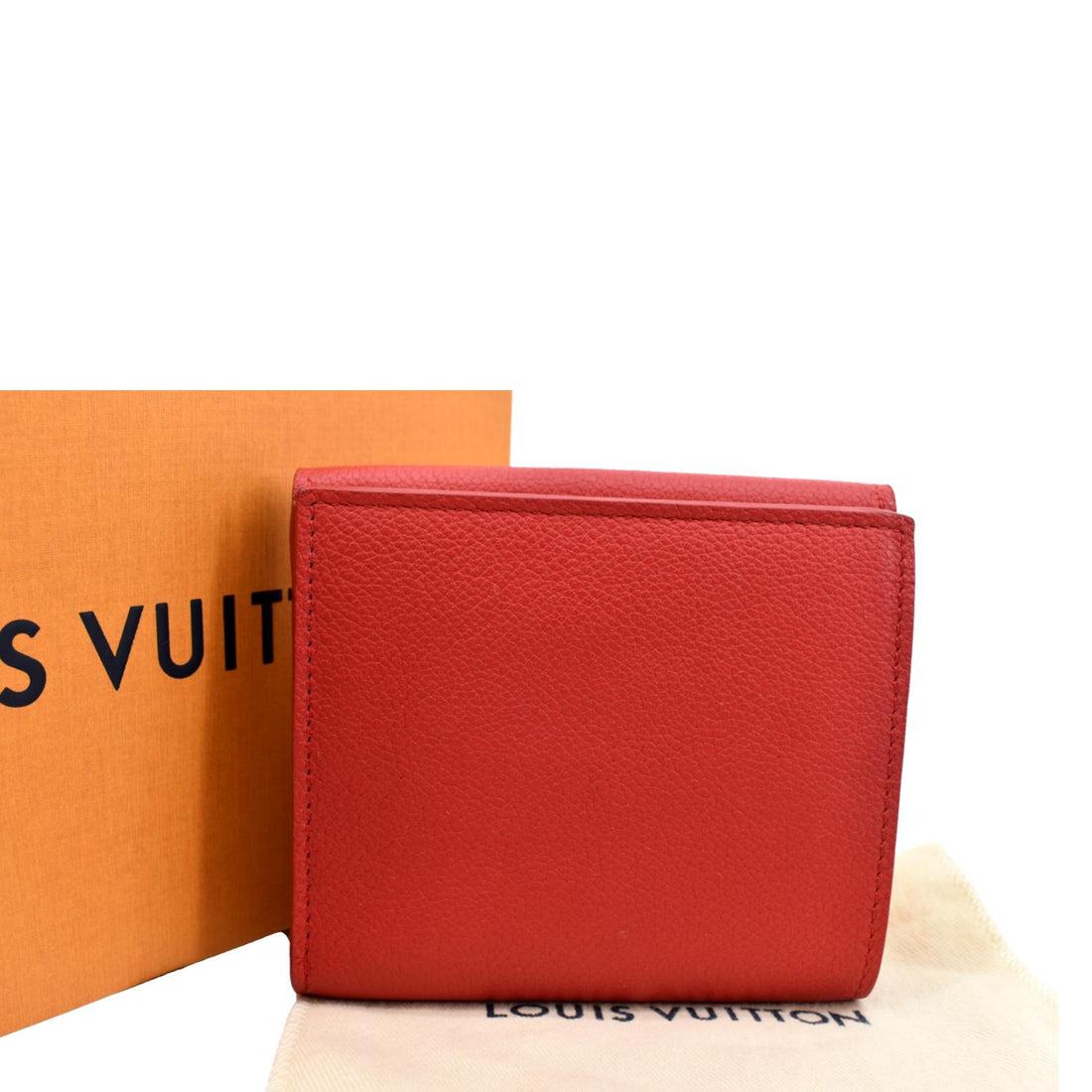 LOUIS VUITTON Lockme II Small Compact  Leather Wallet Red