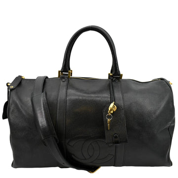 CHANEL  Leather Boston Shoulder Bag Black