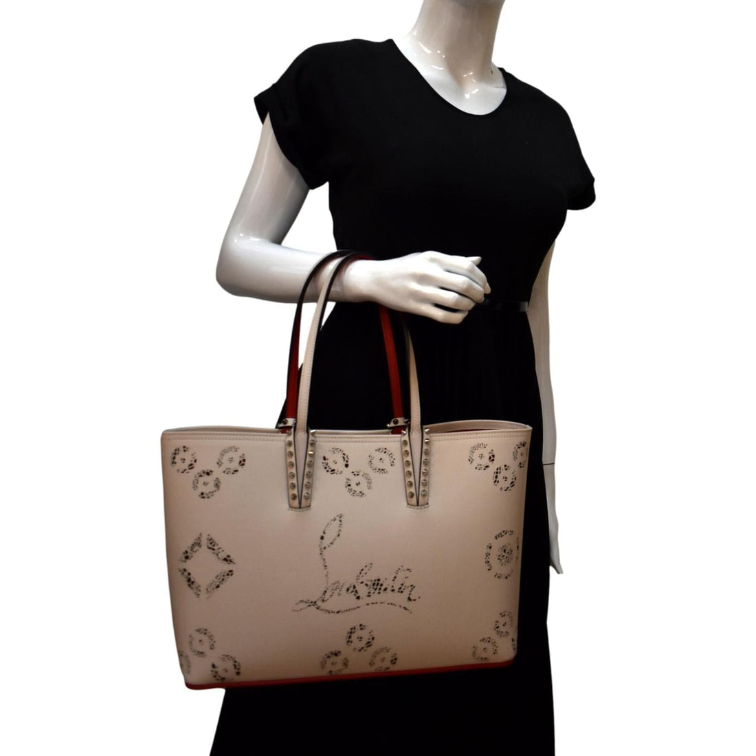 CHRISTIAN LOUBOUTIN Cabata Loubinthesky  Leather Tote Bag Beige