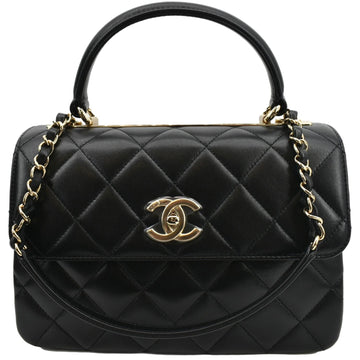 CHANEL Small Trendy CC Quilted  Dual Handle Flap Shoulder Bag Black