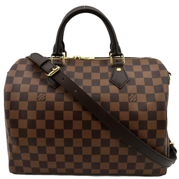 LOUIS VUITTON Speedy 30 Bandouliere Damier Ebene Satchel Bag Brown