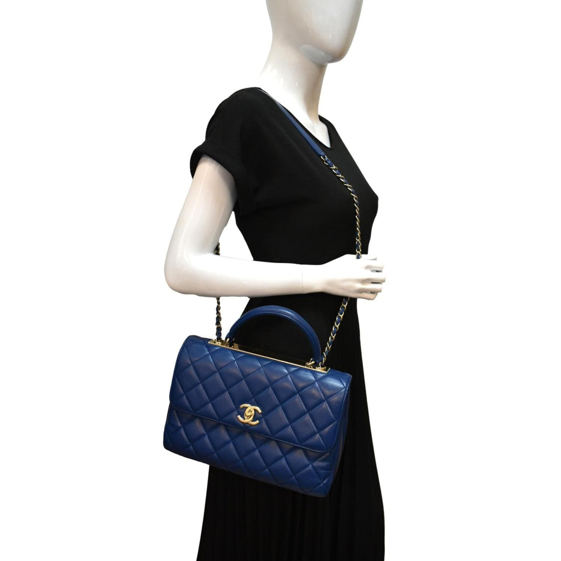 CHANEL Medium Trendy CC Flap Quilted  Shoulder Bag Blue