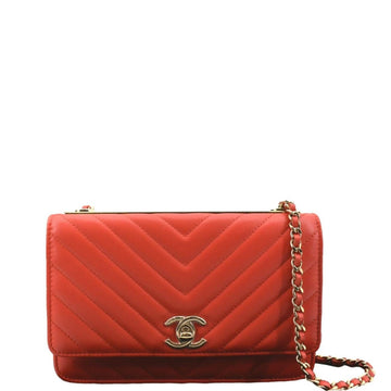 CHANEL Trendy CC Woc  Leather Crossbody Bag Red