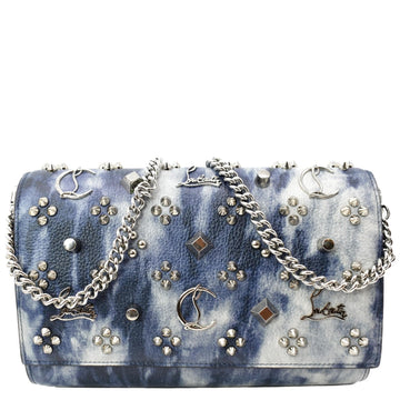 CHRISTIAN LOUBOUTIN Paloma Leather New 1:1 Rep Pearl Spikes Crossbody Bag Blue