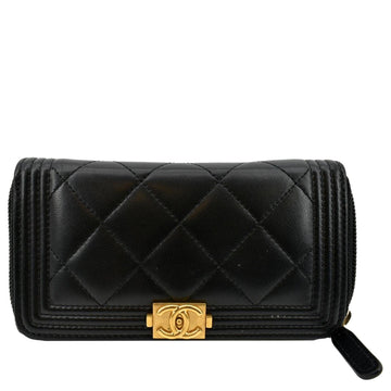 CHANEL Small Boy  Zip Around Wallet Black