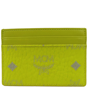 MCM Visetos Coated Canvas Card Case Wallet Neon Yellow