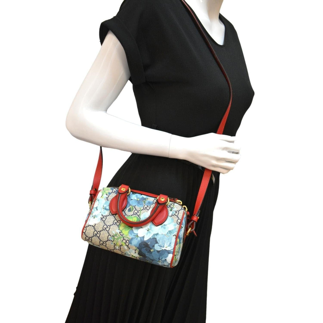 GUCCI Floral Blooms Small GG Supreme Monogram Boston Bag Beige 546314