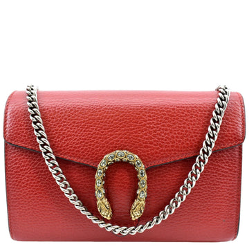 GUCCI Dionysus Mini Leather Chain Crossbody Bag Red 401231