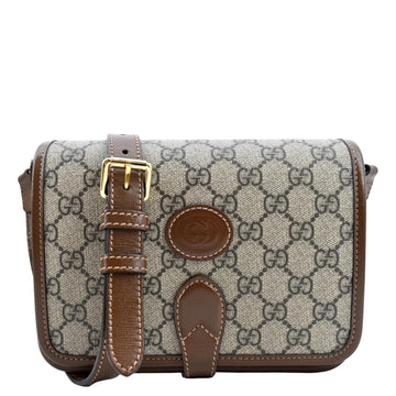 GUCCI Mini Interlocking GG ?Supreme Canvas Crossbody Bag Beige 671620