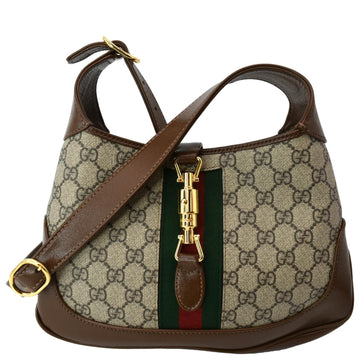 GUCCI Jackie 1961 Small GG Supreme Canvas Leather Shoulder Bag Beige 636706