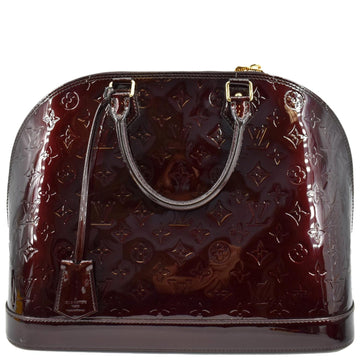 LOUIS VUITTON Alma GM Monogram Vernis Leather Satchel Bag Amarante
