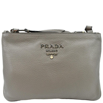 PRADA Vitello Phenix Leather Crossbody Bag Beige