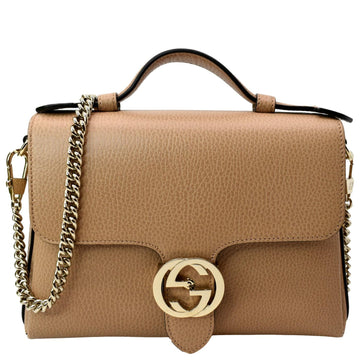 GUCCI GG Interlocking Leather Chain Shoulder Bag Brown 510302