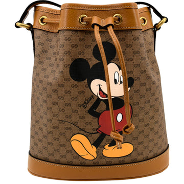 GUCCI X DISNEY Mini  GG Supreme Monogram Bucket Bag Beige 602691