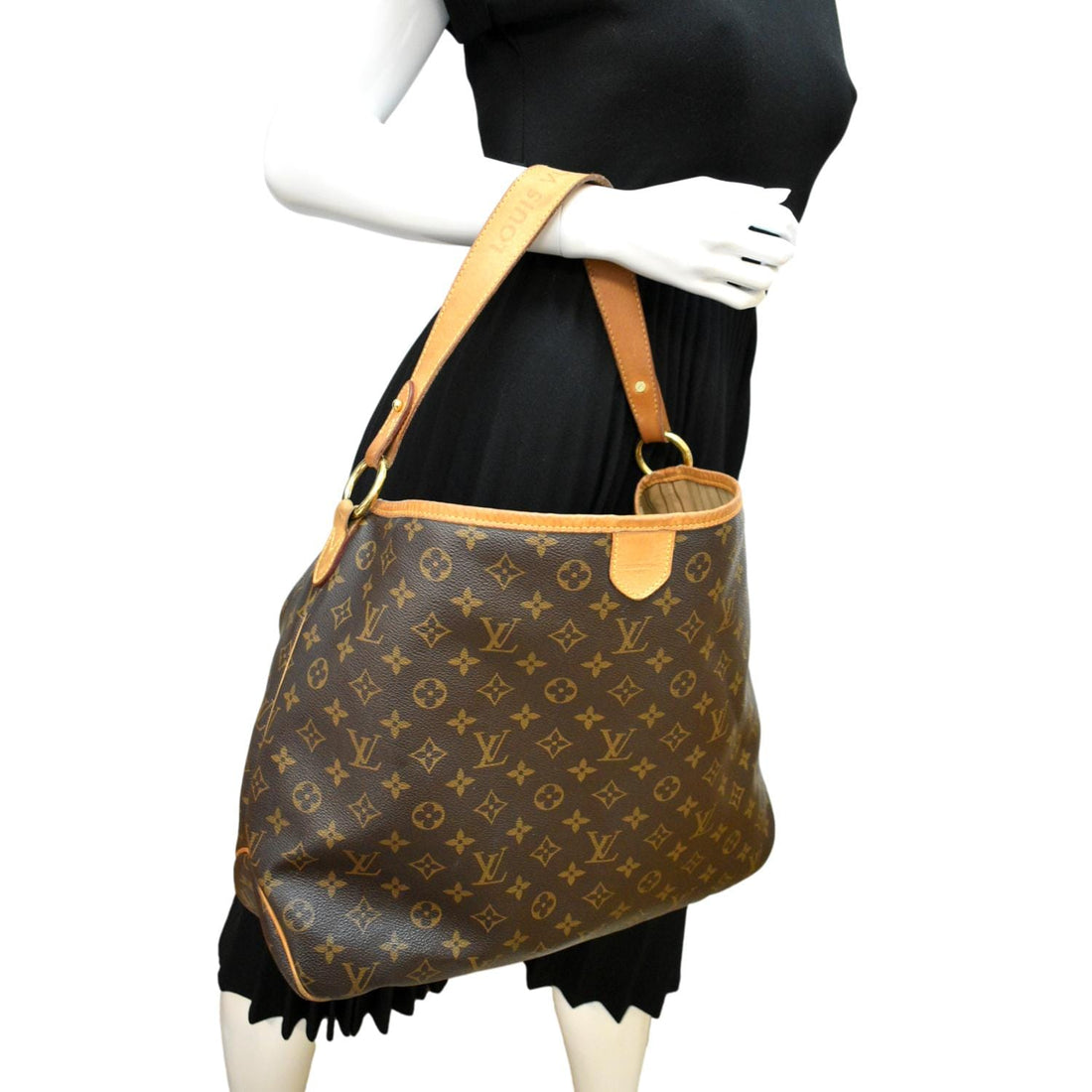 LOUIS VUITTON  Delightful MM Monogram Canvas Hobo Bag Brown