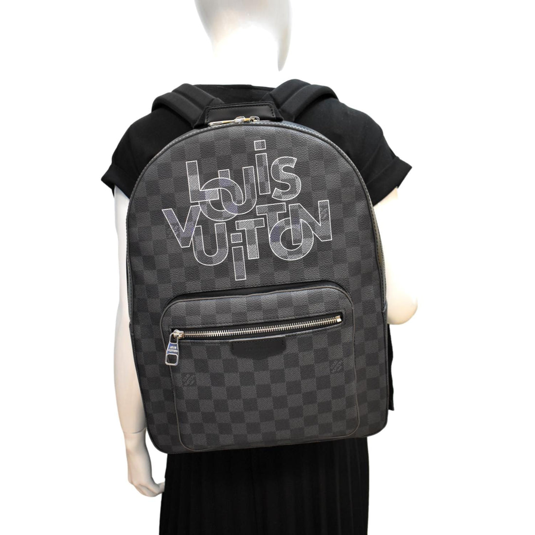 LOUIS VUITTON Josh Interlinked Logo Damier Graphite Backpack Black