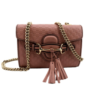 GUCCI Emily Mini Micro GG Guccissima Leather Shoulder Bag Pink 449636