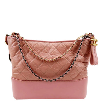 CHANEL Gabrielle Medium Aged  Leather Shoulder Bag Pink