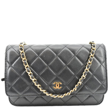 CHANEL CC WOC  Leather Wallet On Chain Crossbody Bag Black