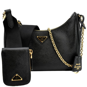 PRADA Re-Edition 2005 Saffiano Leather Shoulder Bag Black