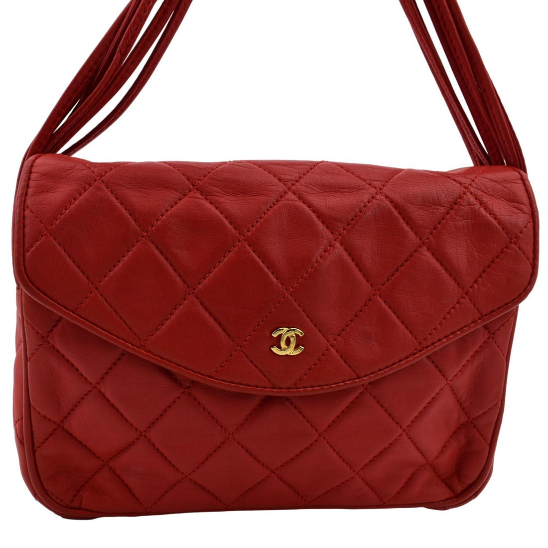 CHANEL  Flap  Leather Shoulder Bag Red