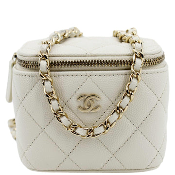 CHANEL Vanity Case Quilted Leather Crossbody Bag White