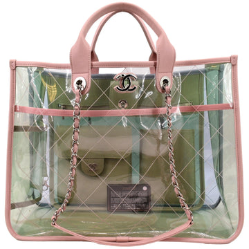 CHANEL Coco Splash  PVC Quilted Shopping Tote Pink