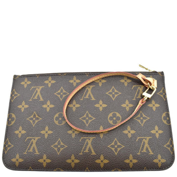 LOUIS VUITTON  Neverfull Monogram Canvas Pochette Wristlet Pouch Brown